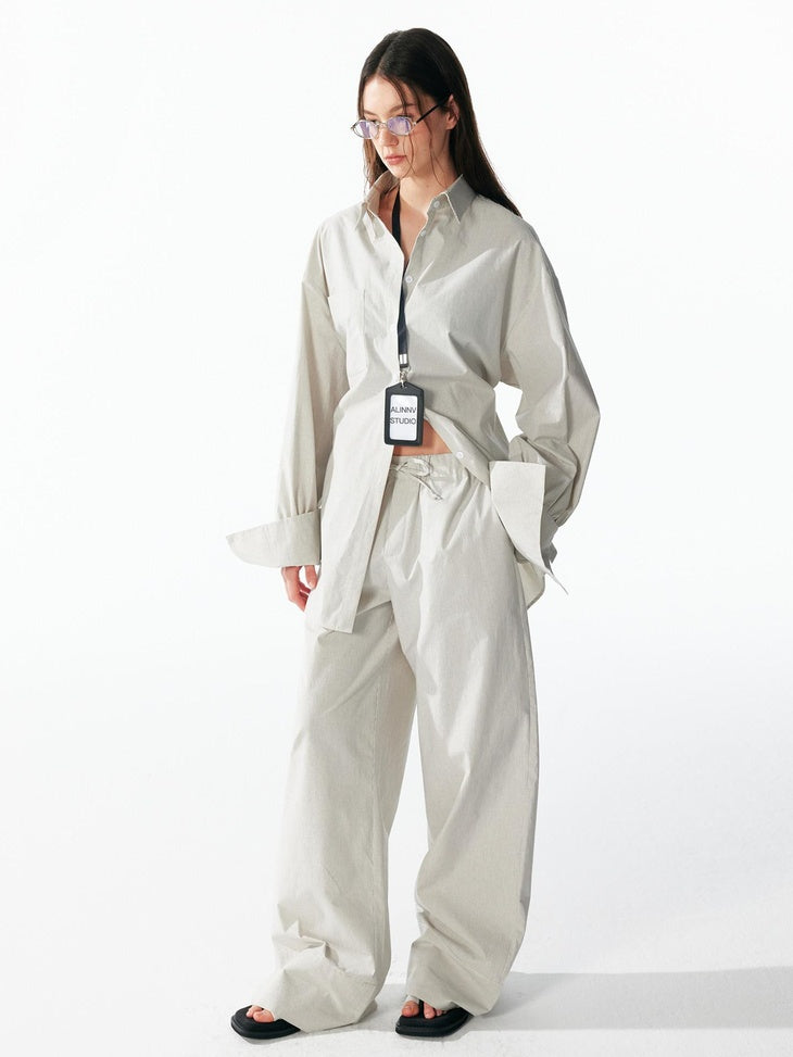 ALINNVSTUDIO Durable Vintage Loose Square Neck Long Sleeve Striped Top & Pants Sets