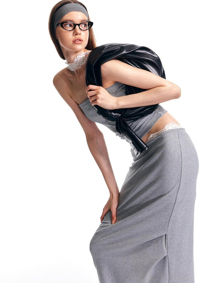 ALINNVSTUDIO Original Design Slim Fit Cotton Halter Short Solid Color Women Chic Tube Tops
