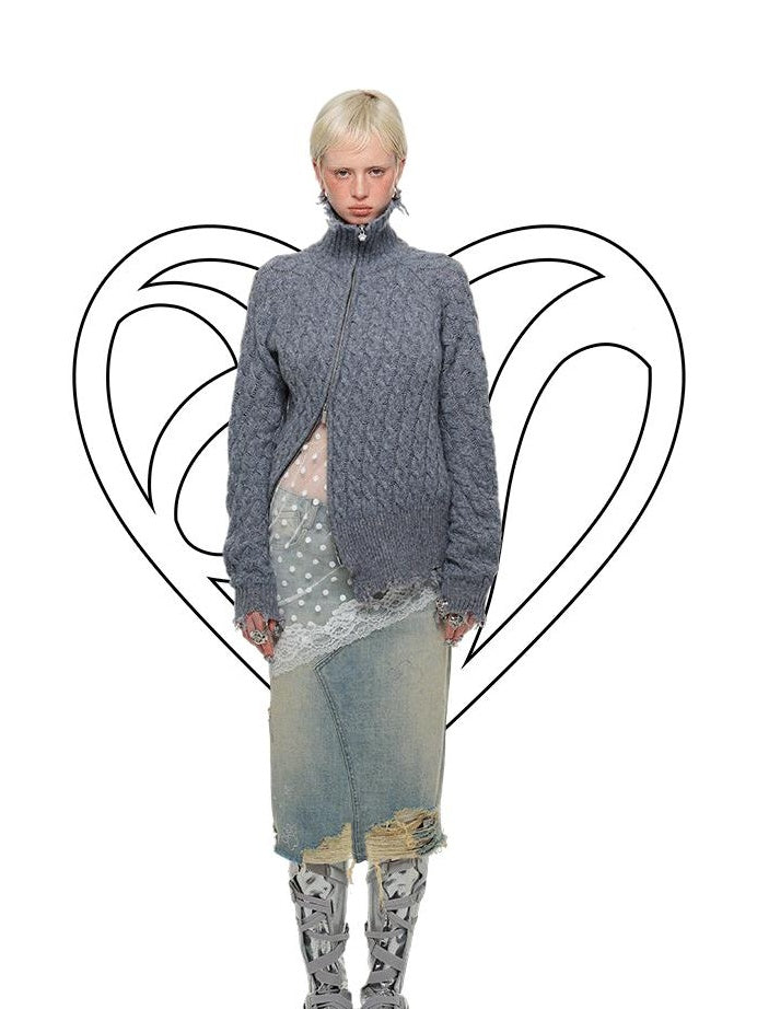 1JINN STUDIO Soft Wool Blend Plaid Loose Fit Commuter Style Womens Knitwear Cardigans