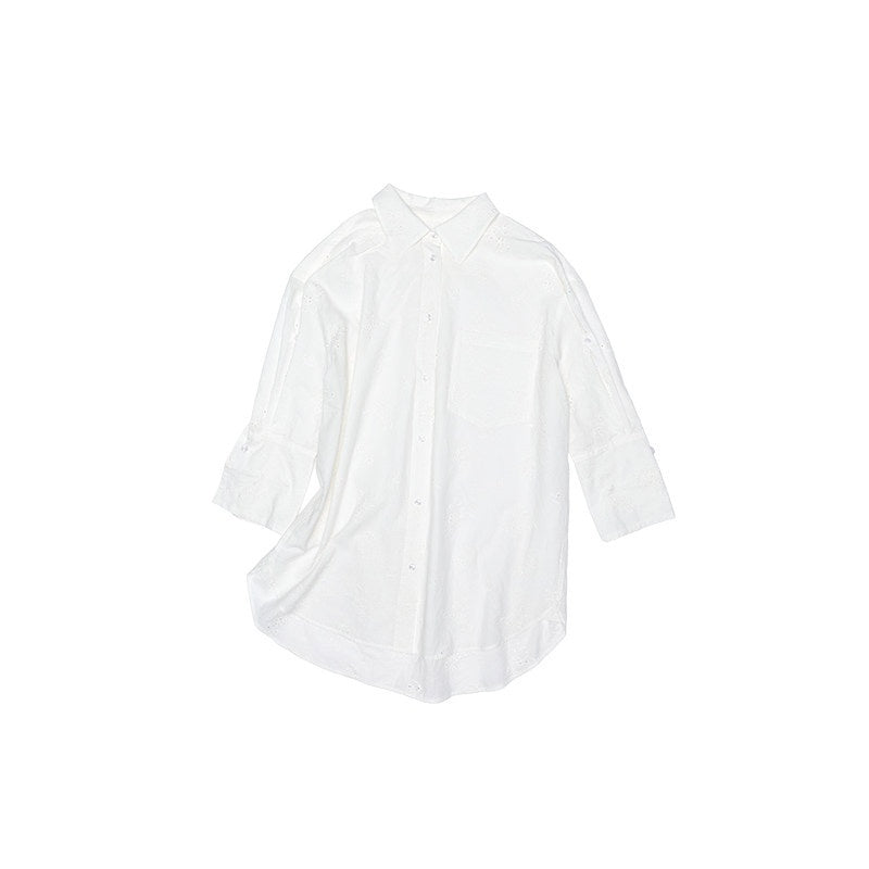 1JINN_STUDIO_Shape_Retention_Cotton_Jacquard_Loose_Polo_3_4_Sleeve_Women_Top_&_Shorts_Sets_MISSTT