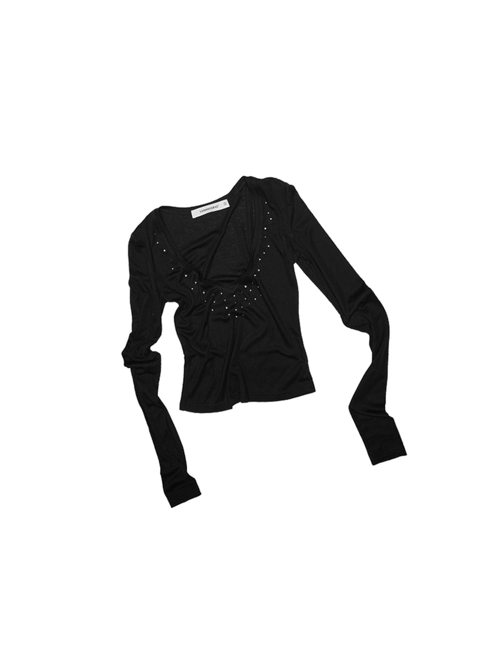 1JINN STUDIO Lyocell Wool Blend Commuter Slim Fit Low Round Neck Solid Long Sleeve T-Shirts