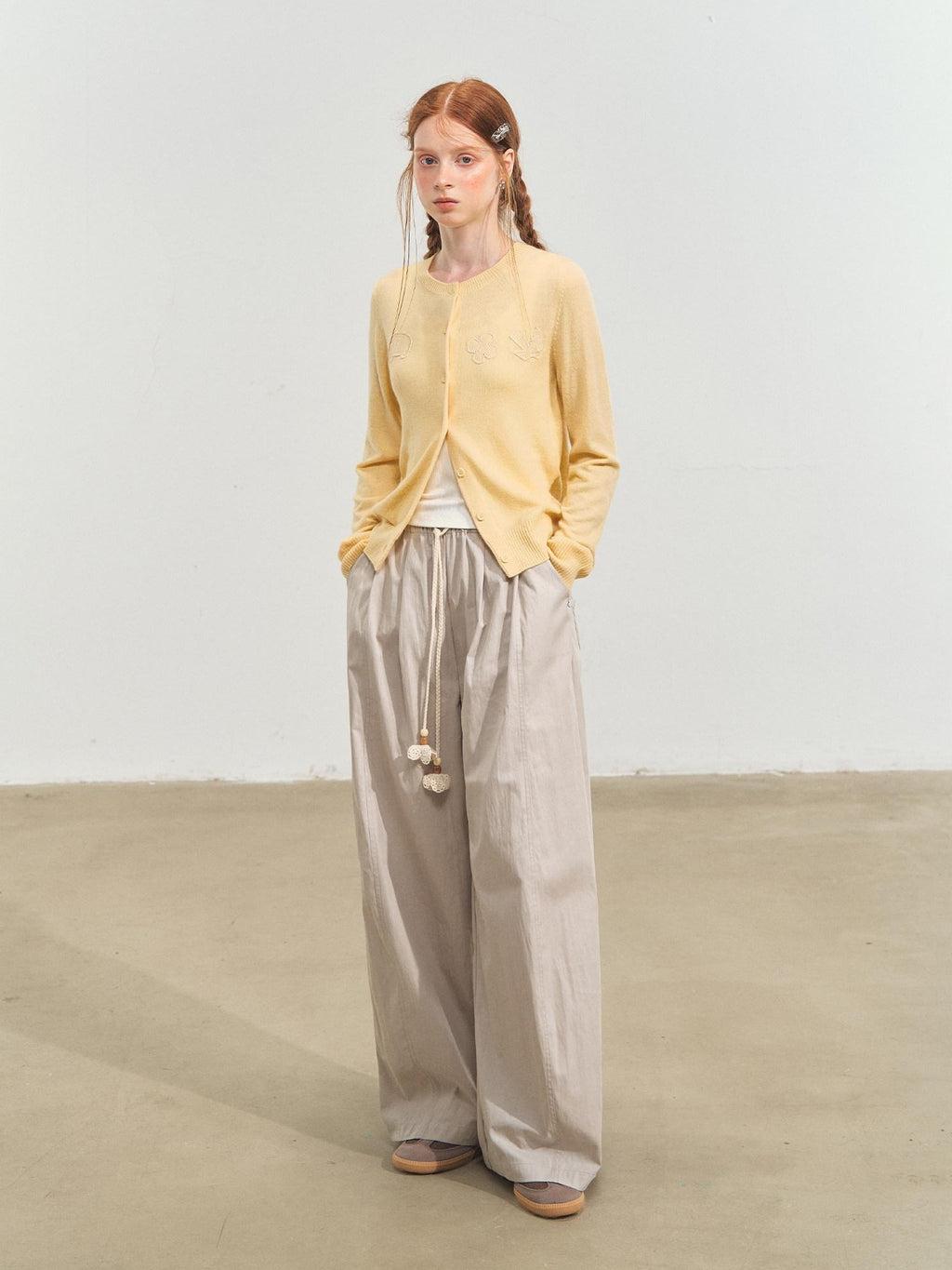SOMESOWE Original Plaid Pocket Button Natural Waist Cotton Blend Women Wide Leg Pants