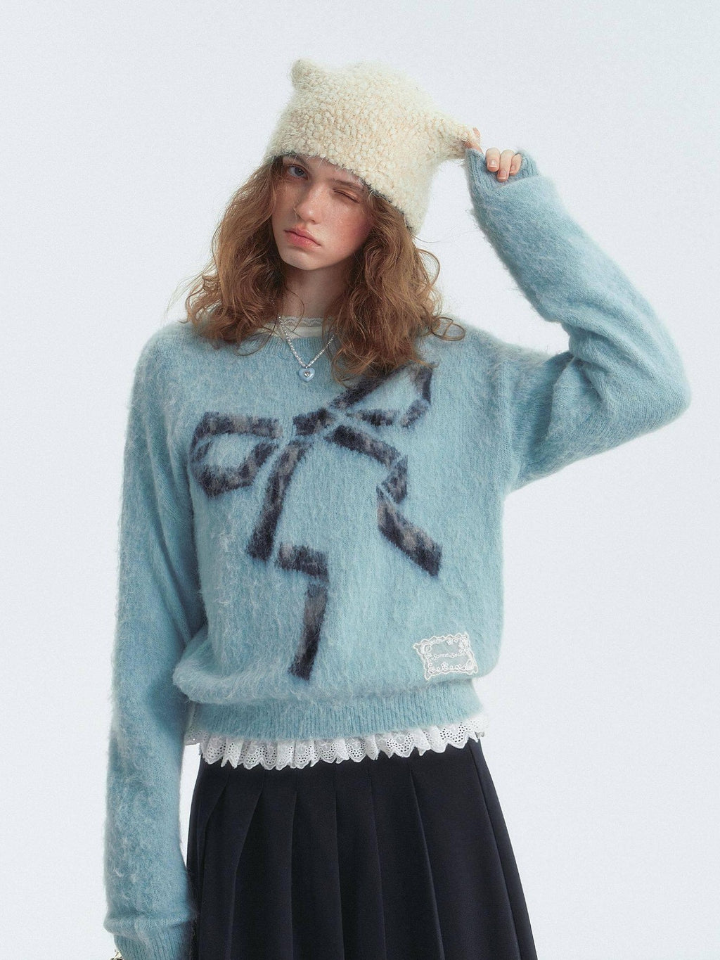 SOMESOWE Floral Knit Pullover Loose Fit Street Style Unisex Knitwear Sweaters
