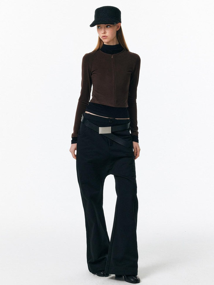 ALINNVSTUDIO Asymmetric Versatile Slight Flare Slim Natural Waist Casual Sweatpants