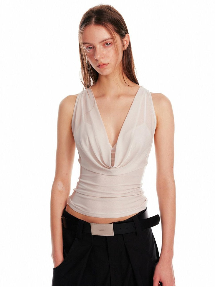 ALINNVSTUDIO Asymmetric Slim Fit Original Design Short Casual Solid Camis Tank Tops
