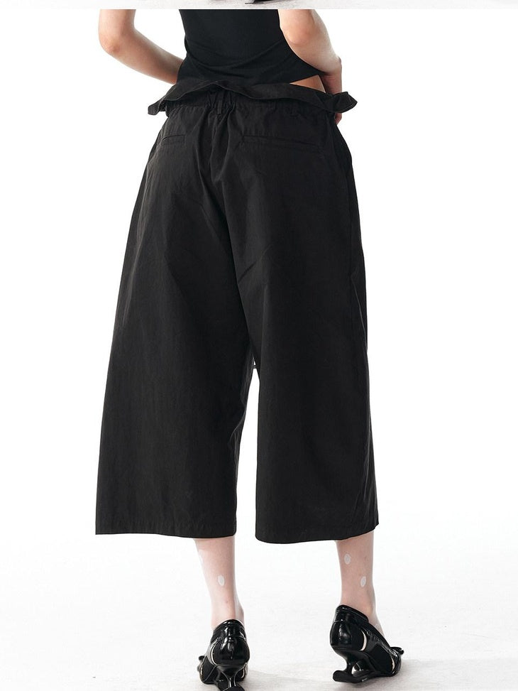 ALINNVSTUDIO Soft Cotton Blend High Waisted Wide Flowing Casual Black White Wide Leg Pants