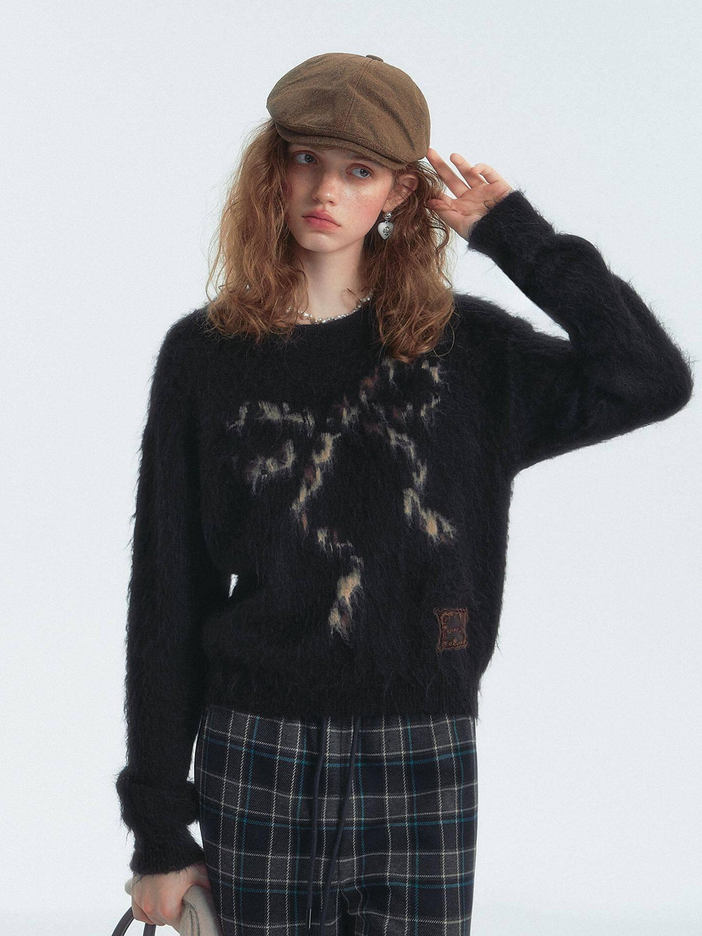 SOMESOWE Floral Knit Pullover Loose Fit Street Style Unisex Knitwear Sweaters