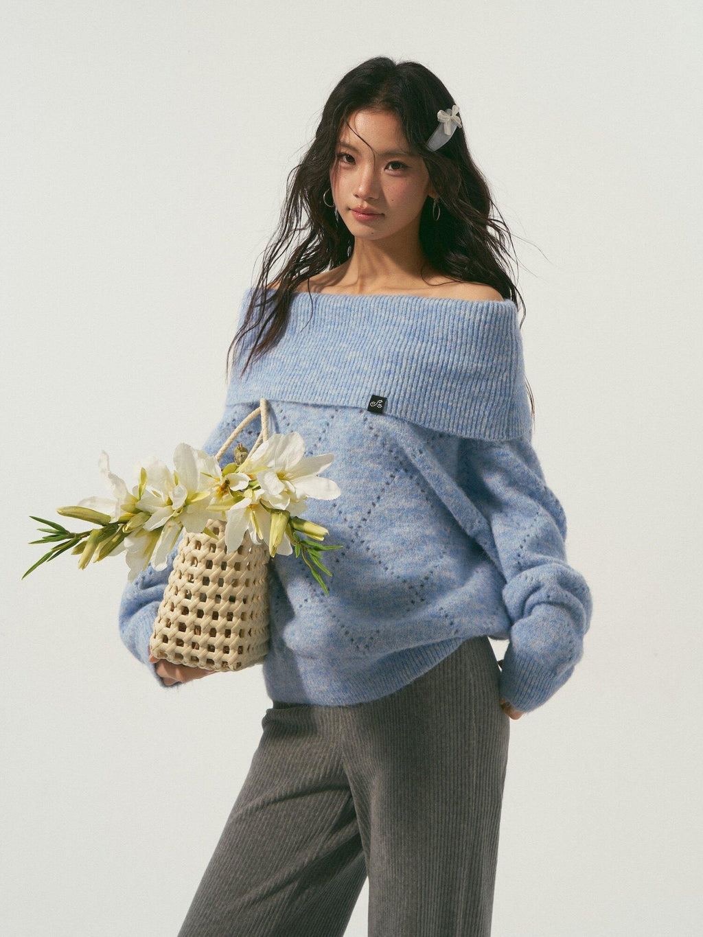 SOMESOWE Soft Polyester Wool Blend Casual Boat Neck Knit Women Sweaters