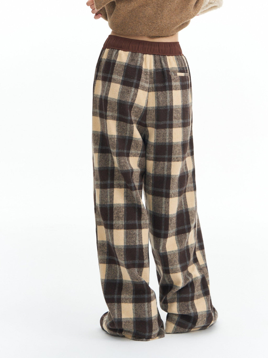 DeleteEx High Waist Vintage Plaid Womens London Polyester Wide Leg Pants