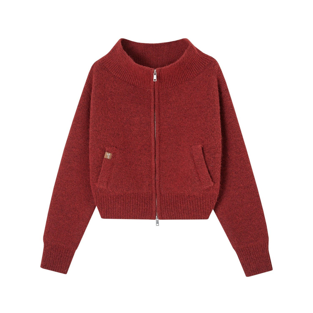 SOMESOWE_Volcanic_Red_Knit_Zipper_One_Shoulder_Casual_Regular_Fit_Women_Daily_Cardigans_MISSTT