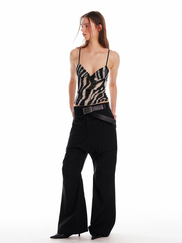 ALINNVSTUDIO Low Rise Baggy Loose Commuter Black Zippered Pockets Cargo Pants