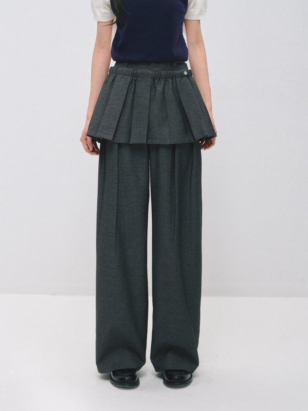 SOMESOWE Plaid Pockets Relaxed Natural Waist Elastic Women Polyester Blend Wide Leg Pants