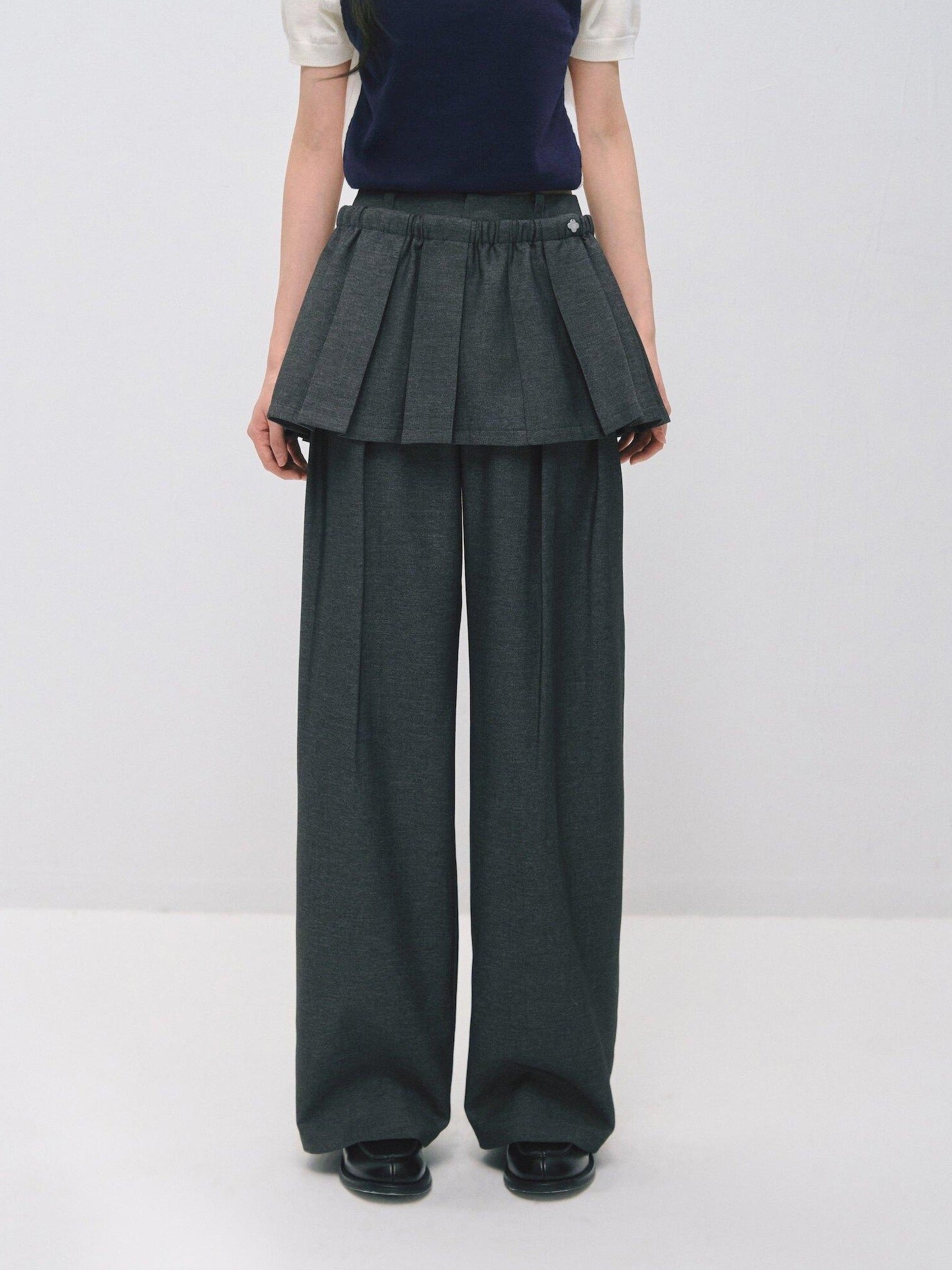 SOMESOWE Plaid Pockets Relaxed Natural Waist Elastic Women Polyester Blend Wide Leg Pants