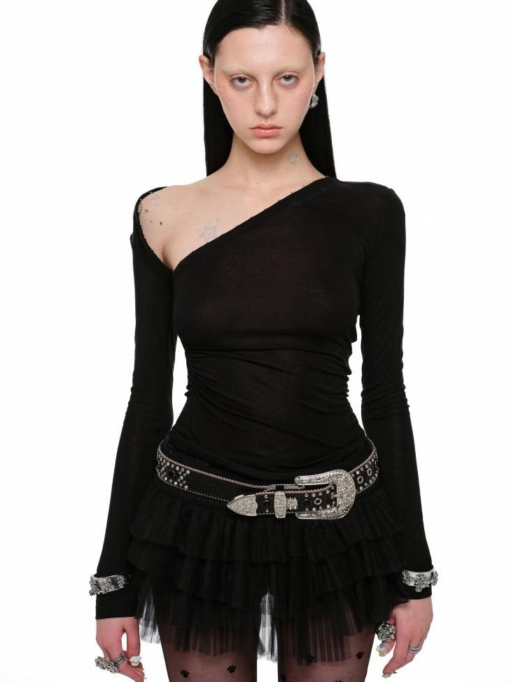 1JINN STUDIO Pleated Puff Solid Mid Waist Loose Fit Girly Polyester Mini Skirts