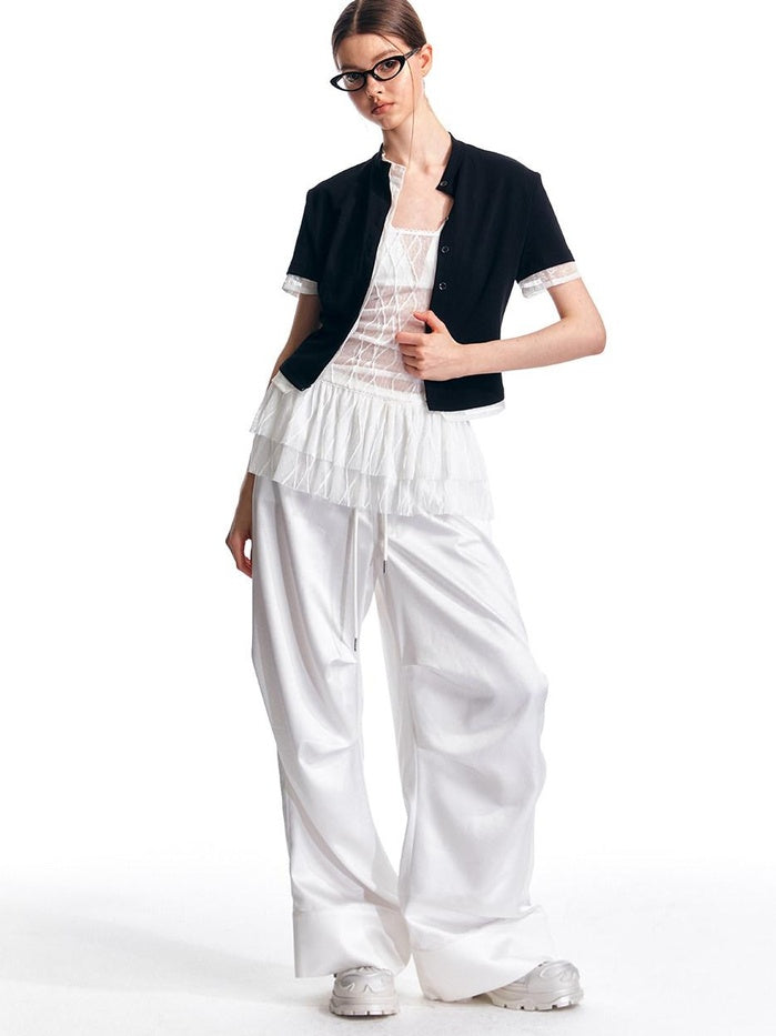 ALINNVSTUDIO Minimalist Original Straight Silhouette Natural Waist Black White Wide Leg Pants