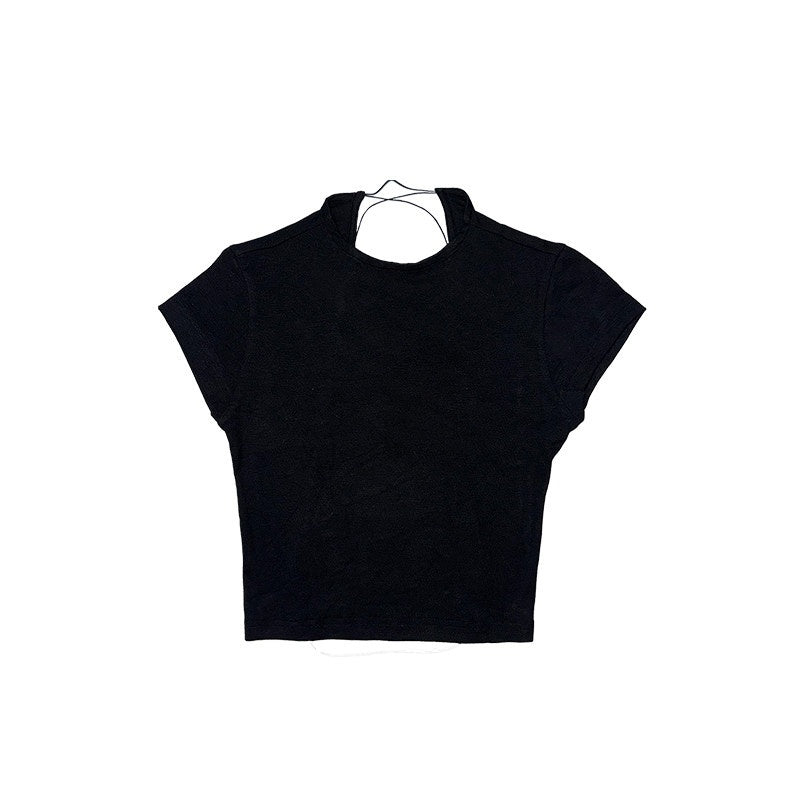 DeleteEx_Stretch_Slim_Fit_Edgy_Round_Neck_Short_Sleeve_Casual_T_Shirt_Basic_Crop_Tops_MISSTT