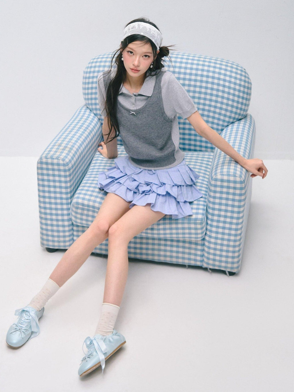 SOMESOWE Polka Dot Two Piece Casual Knit Short Sleeve Pullover Crew Neck Women Sweaters