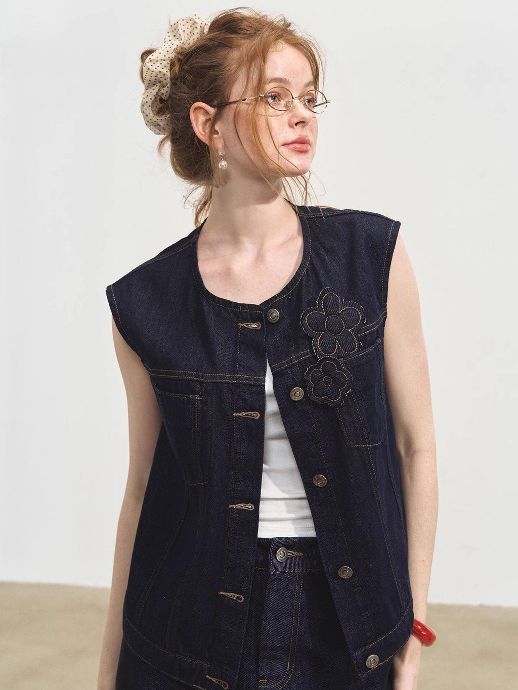SOMESOWE Soft Cotton Short Sleeve Round Neck Casual Women Denim Lace Top & Skirt Sets