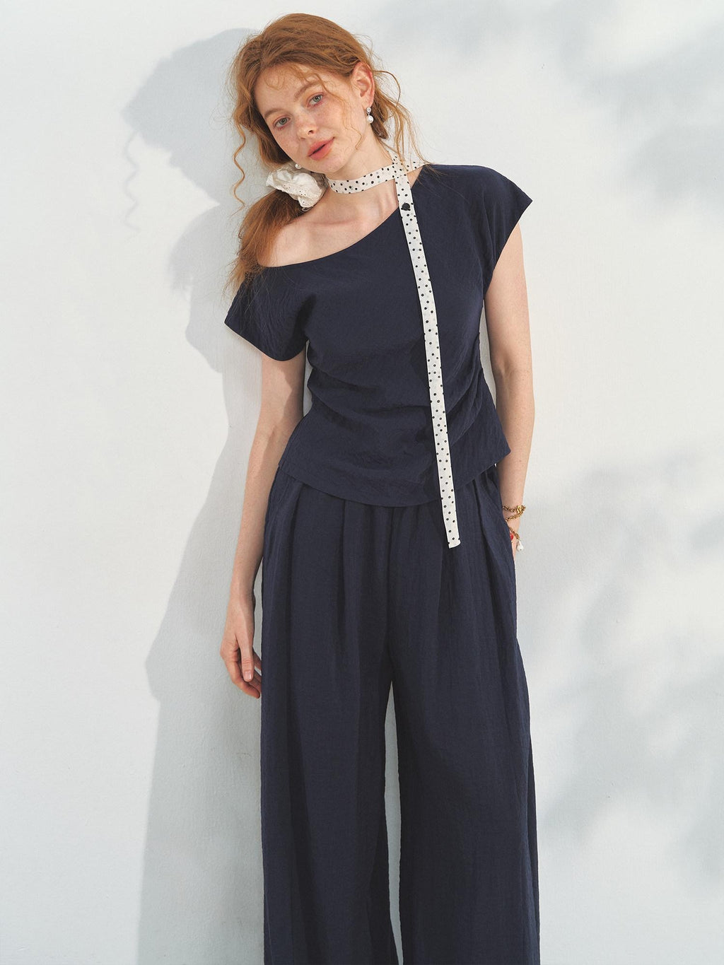 SOMESOWE Soft Cotton Blend Chinese Style Crew Neck Women Long Pants Top & Pants Sets