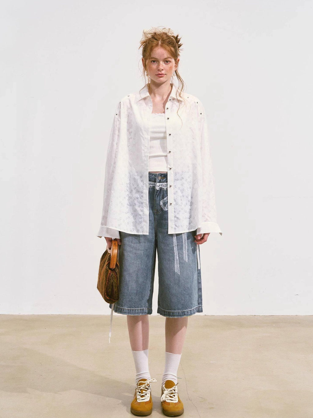 SOMESOWE Soft Washed Cotton Stretch Casual Straight Natural Waist Women Blue Denim Shorts