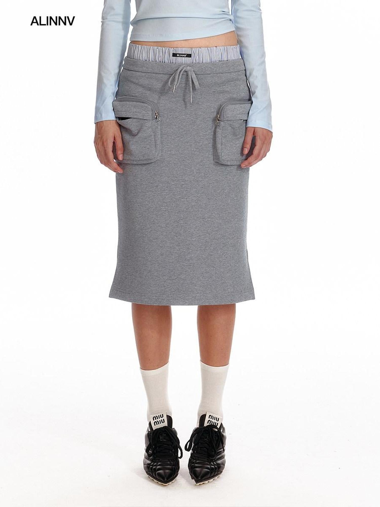 ALINNVSTUDIO Low Waist Bodycon Office Commuter Women Pencil Slim Midi Skirts