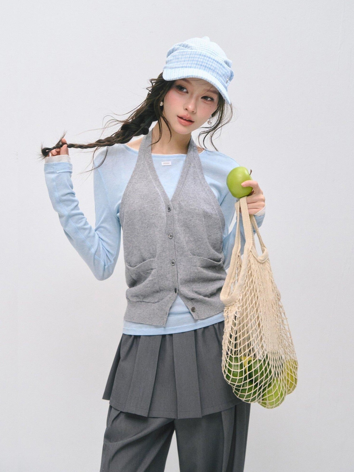 SOMESOWE Cotton Creative Print Mock Layer Relaxed Casual Women Long Sleeve T-Shirts