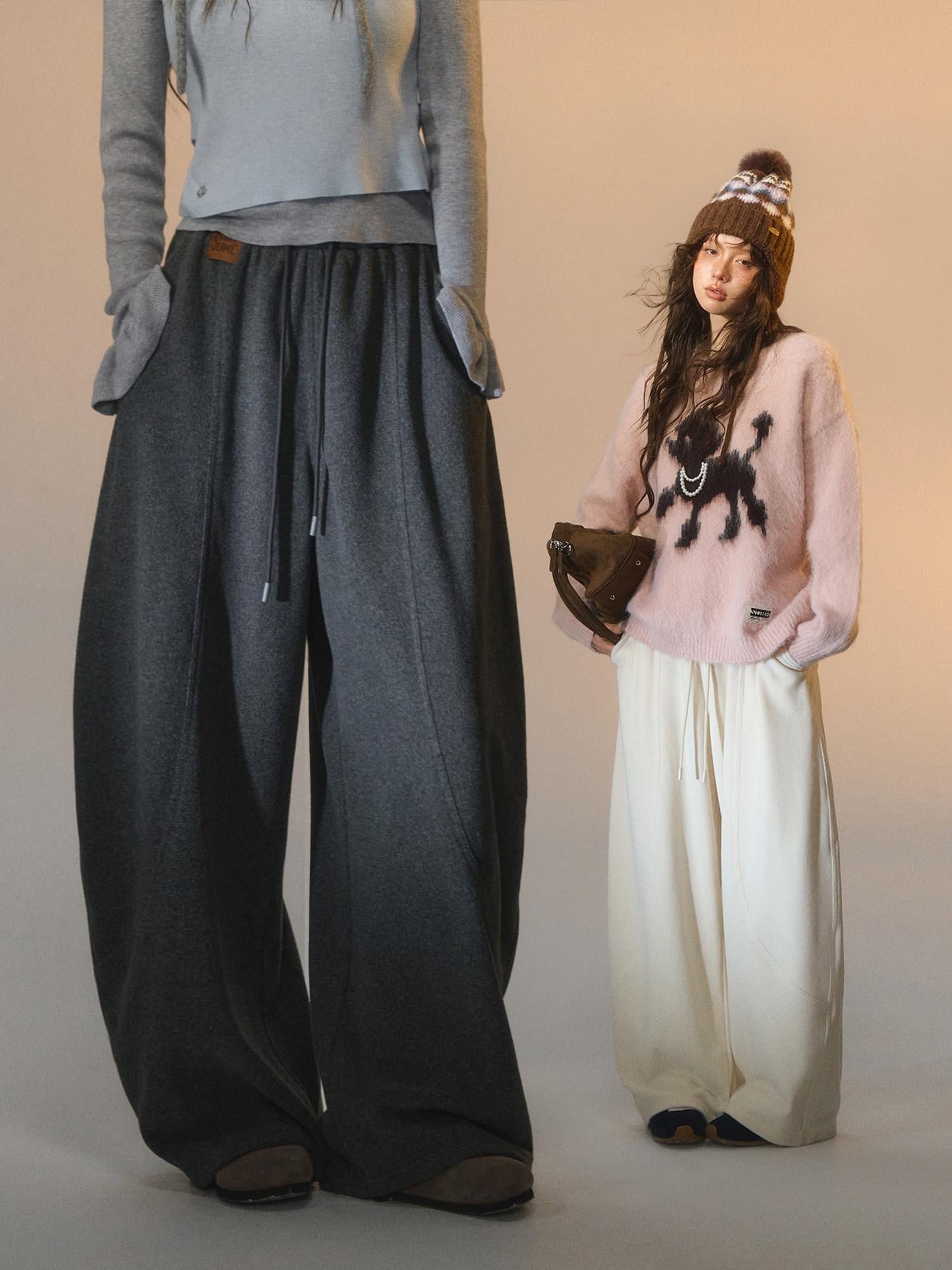 SOMESOWE Cozy Pocket Plaid Loose Fit Button Fly Natural Waist Women Casual Sweatpants