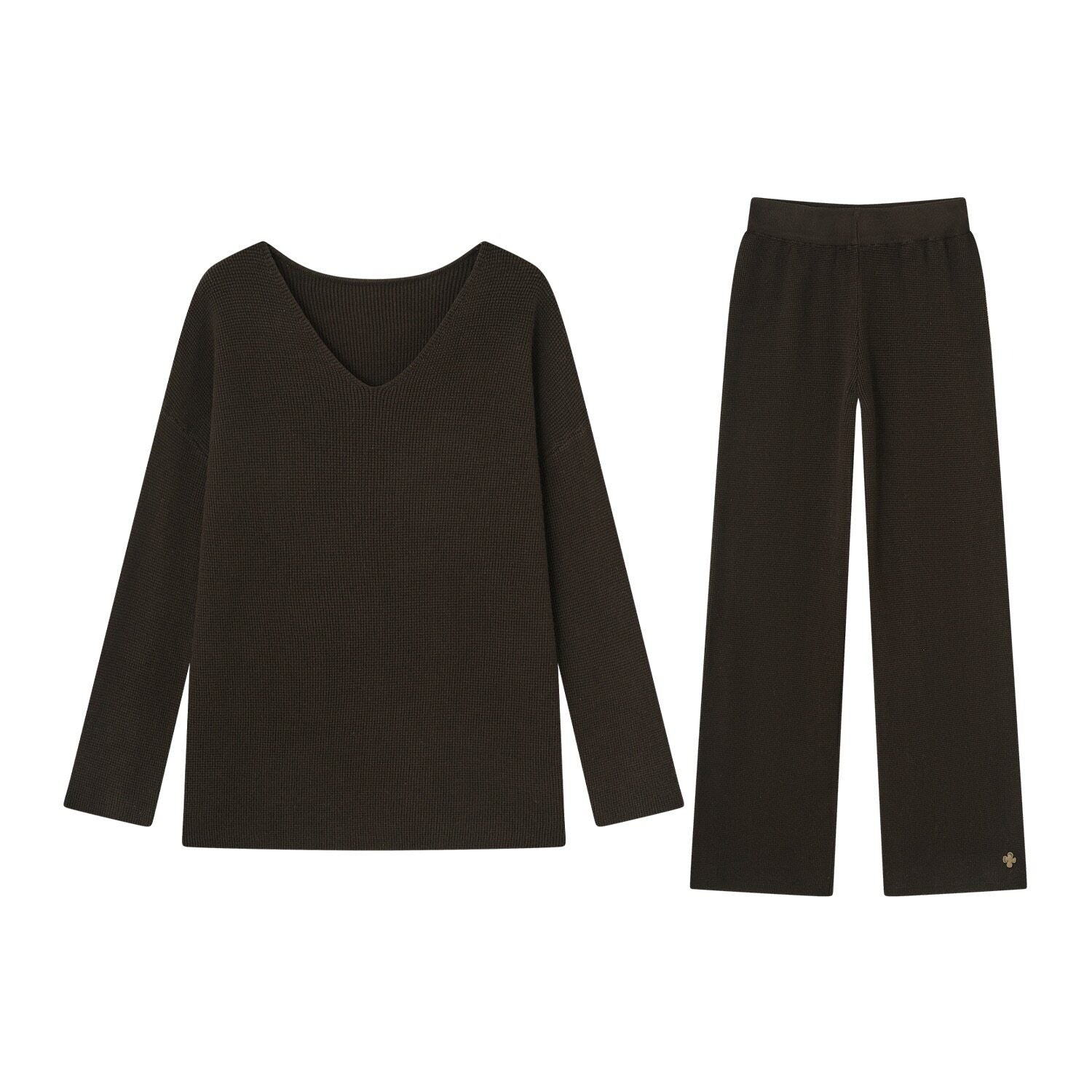 SOMESOWE_Slim_Fit_Cropped_V-neck_Long_Sleeve_Casual_Solid_Two_Piece_Top_&_Pants_Sets_MISSTT