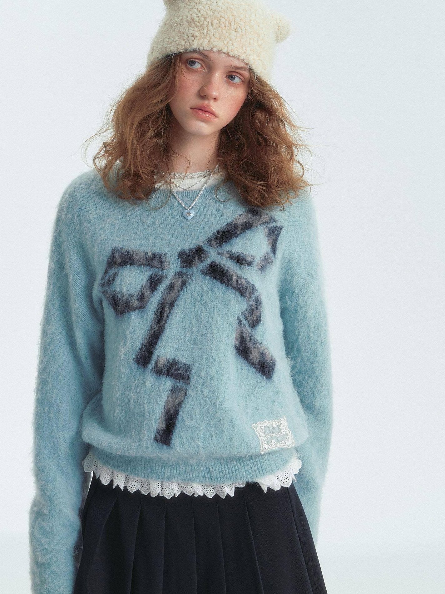 SOMESOWE Floral Knit Pullover Loose Fit Street Style Unisex Knitwear Sweaters