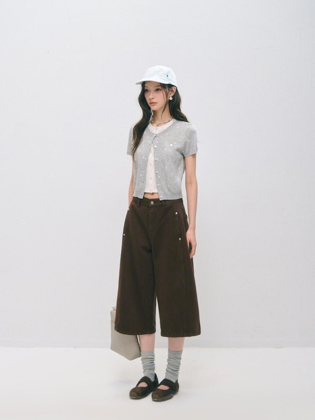 Polka Dot Knitted Casual Short Sleeve Two Piece Women T Shirt Basic Crop Tops
