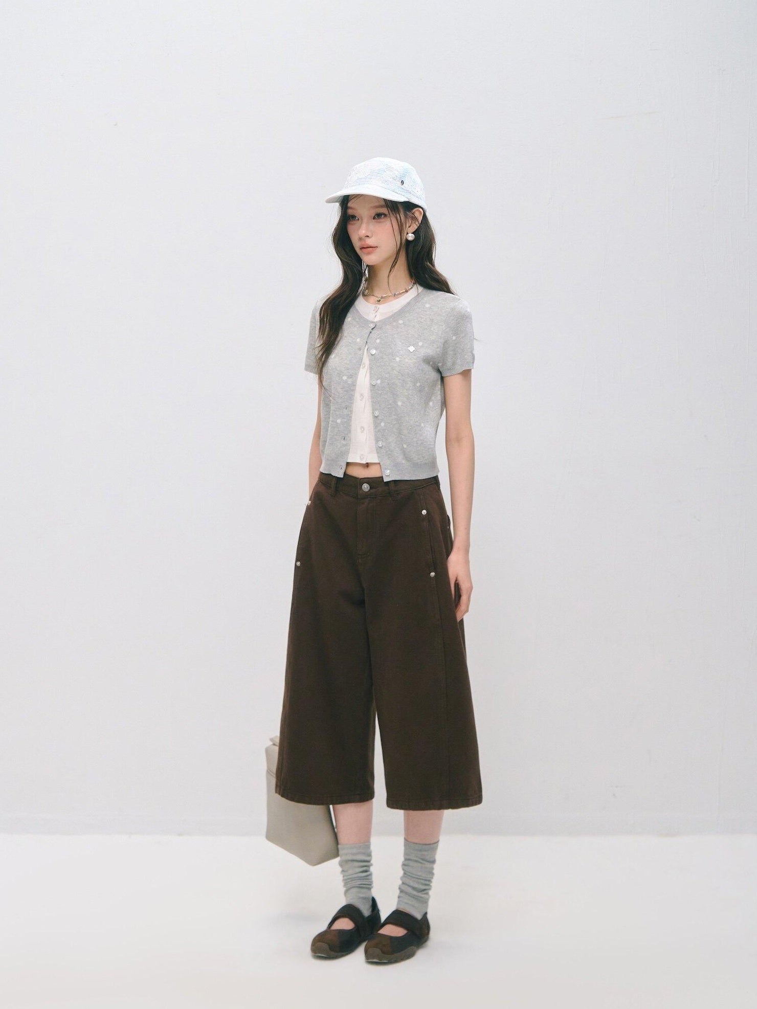 SOMESOWE Polka Dot Knitted Casual Short Sleeve Two Piece Women T Shirt Basic Crop Tops