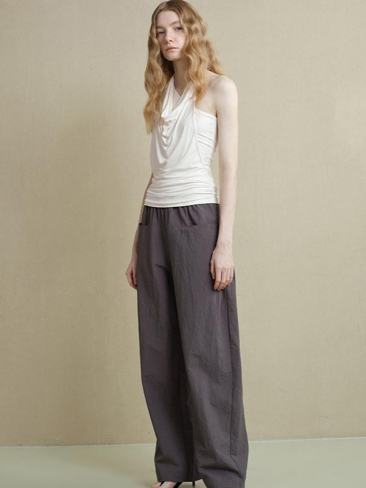 someonesometimes Soft Modal Nylon Spandex Asymmetric Slim Fit Faux Layer Strap Women Tank Tops
