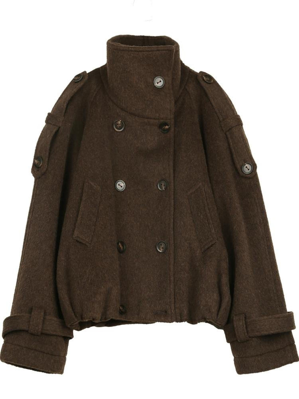 ALINNVSTUDIO Double Breasted Short Loose Lapel Commuter Women Thick Black Gray Wool Coats
