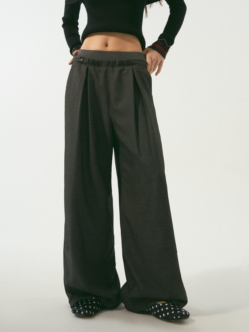 SOMESOWE Original Plaid Pocket Relaxed Curved Natural Waist Women Daily Grey Sweatpants