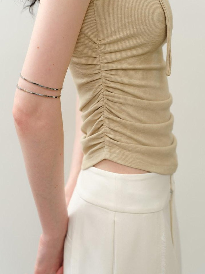 someonesometimes Asymmetric Original Design Slim Fit Viscose Blend Strappy Solid Tank Tops