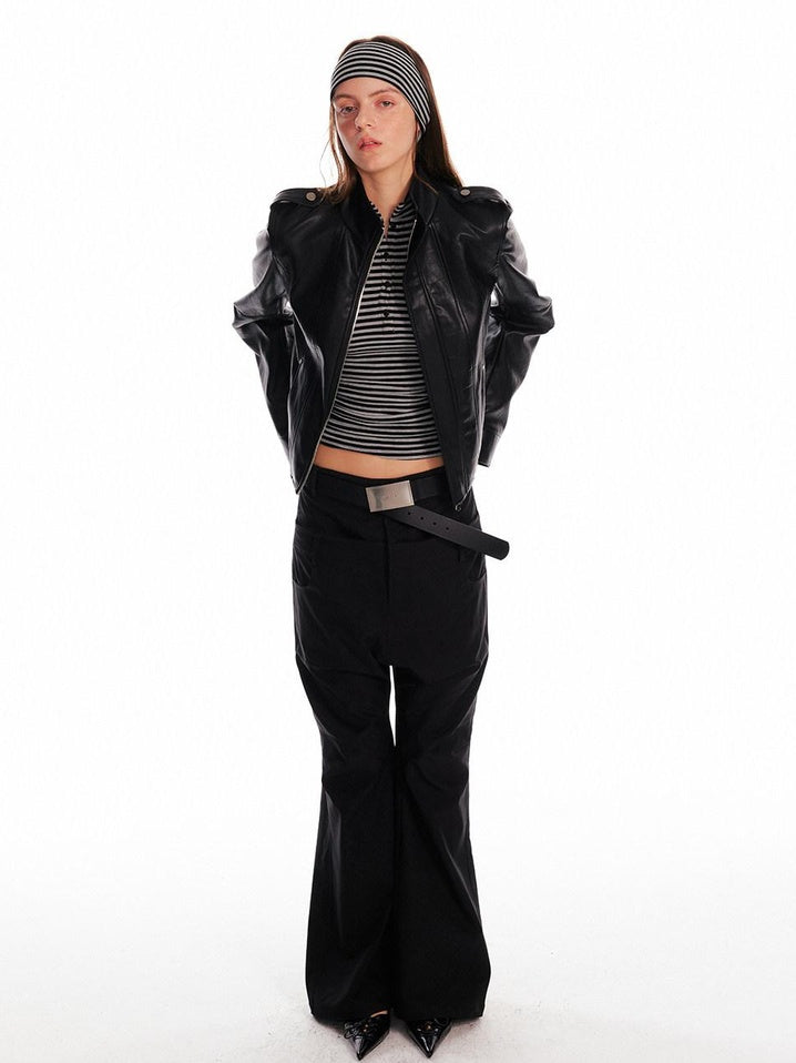 ALINNVSTUDIO Low Rise Baggy Loose Commuter Black Zippered Pockets Cargo Pants