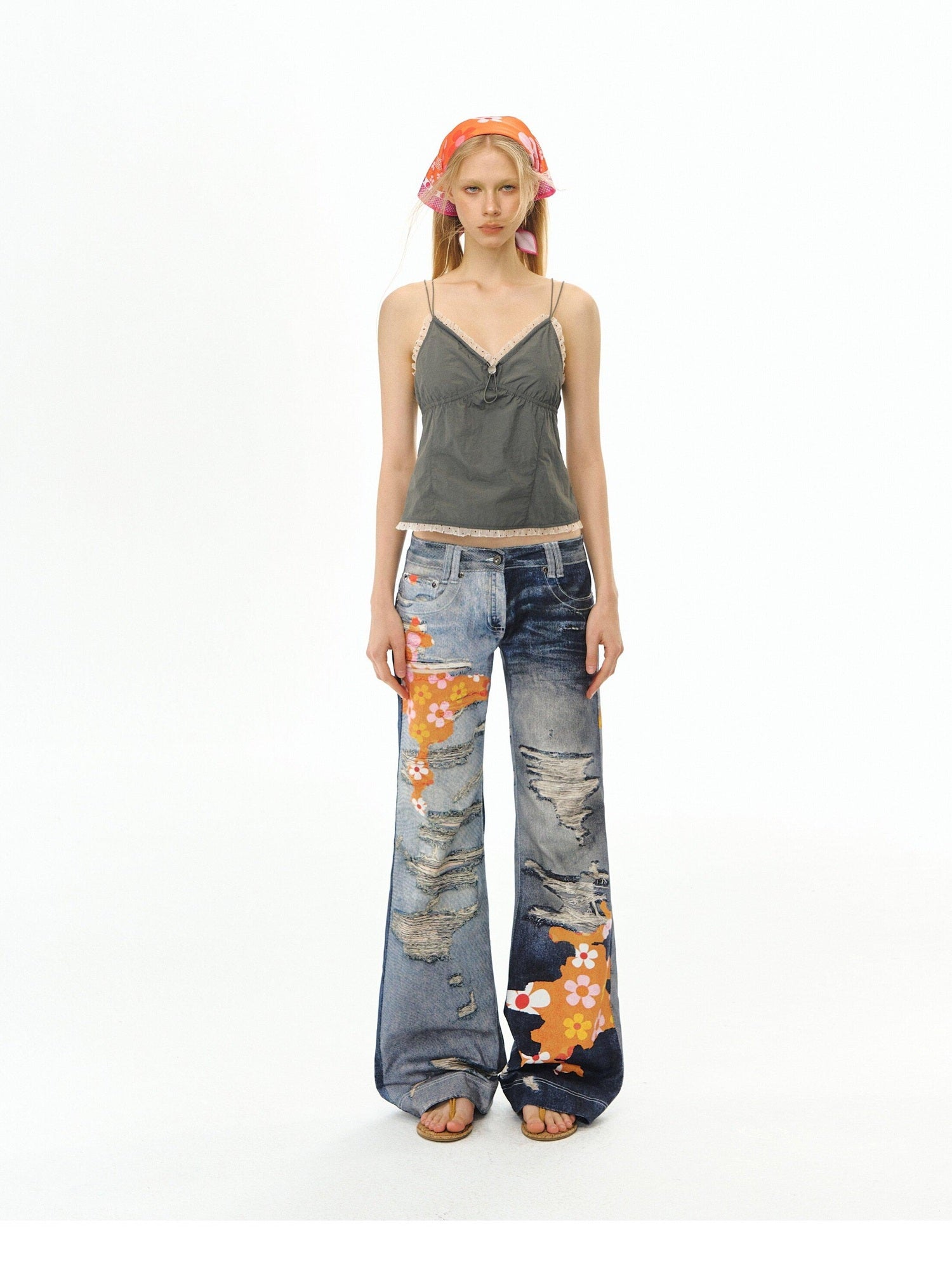DeleteEx Stretch Cotton Denim Low Rise Micro Flare Casual Deep Blue Long Flared Jeans