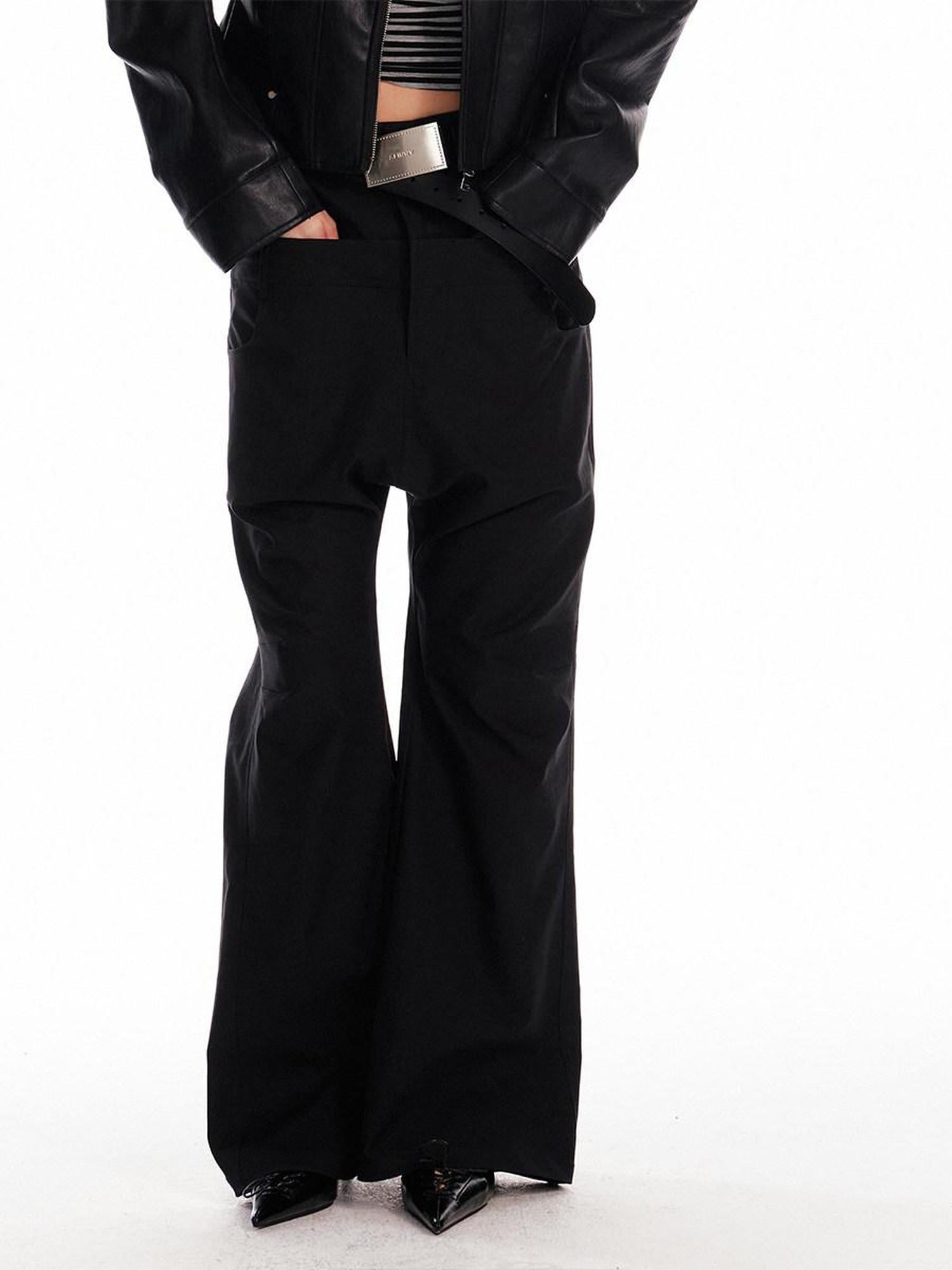 ALINNVSTUDIO Low Rise Baggy Loose Commuter Black Zippered Pockets Cargo Pants