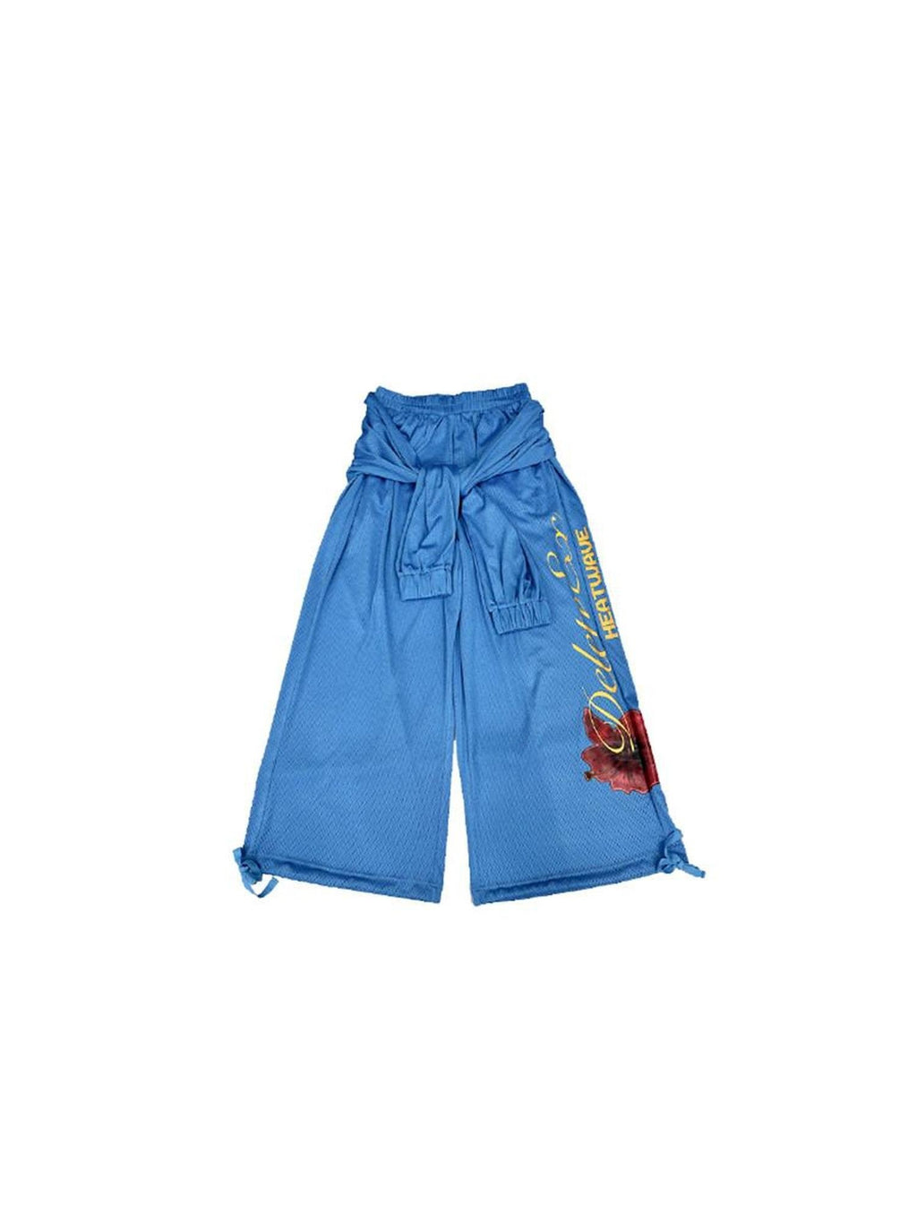 DeleteEx Comfortable Loose Original Design Natural Waist Blue Polyester Wide Leg Pants