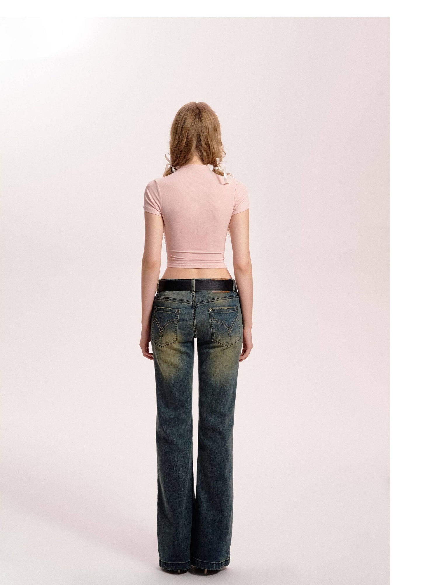 DeleteEx Ruched Cotton Slim Fit Office Ready Short Sleeve Crew Neck Women Basic Crop Tops