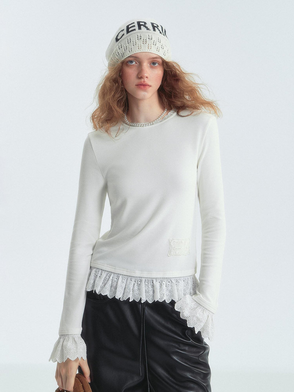 SOMESOWE Essential Straight Fit Crew Neck Office White And Gray Long Sleeve T-Shirts