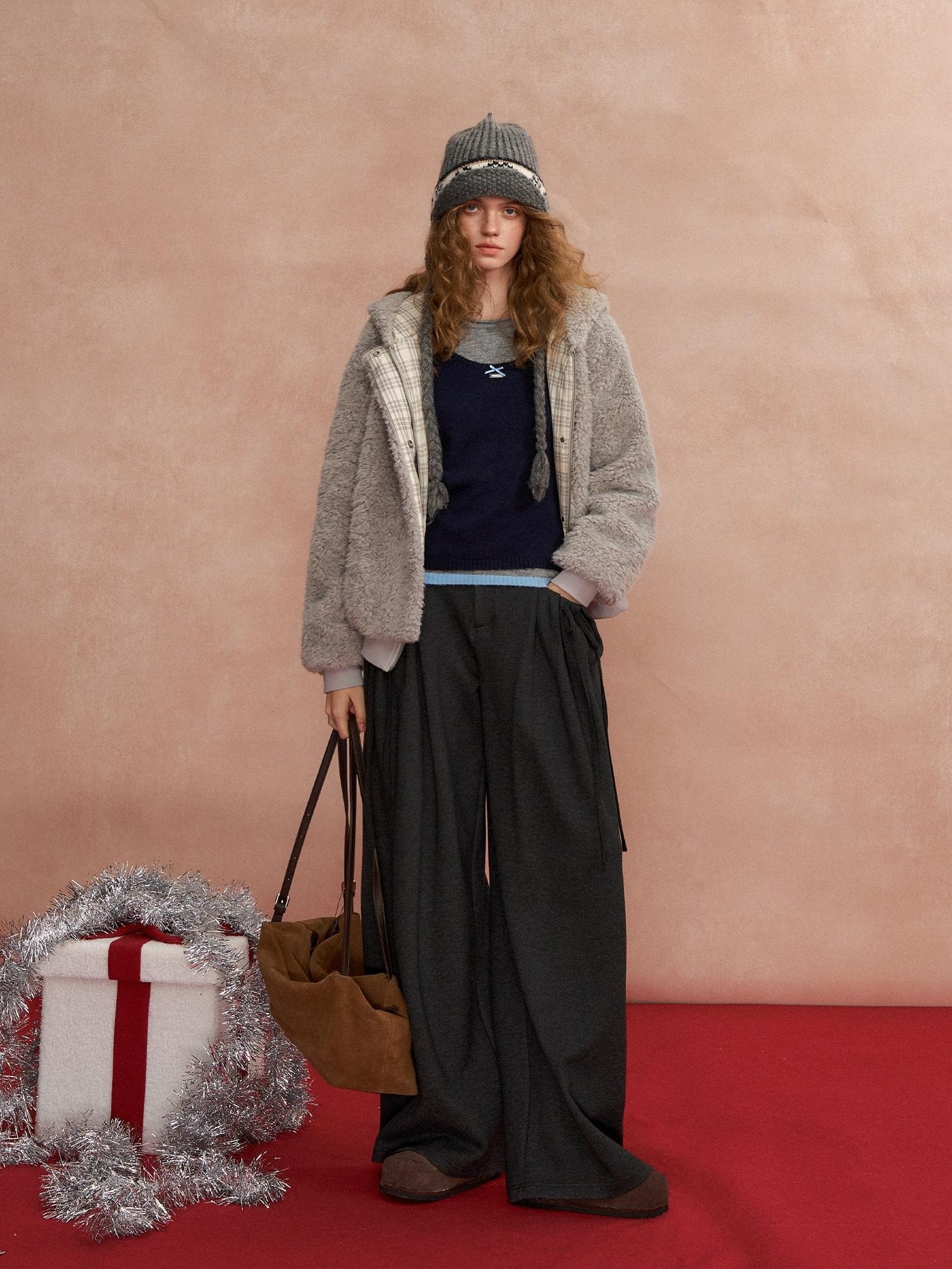 SOMESOWE Warm Hooded Plaid Zipper Regular Fit Women Duck Down Insulated Wool Coats