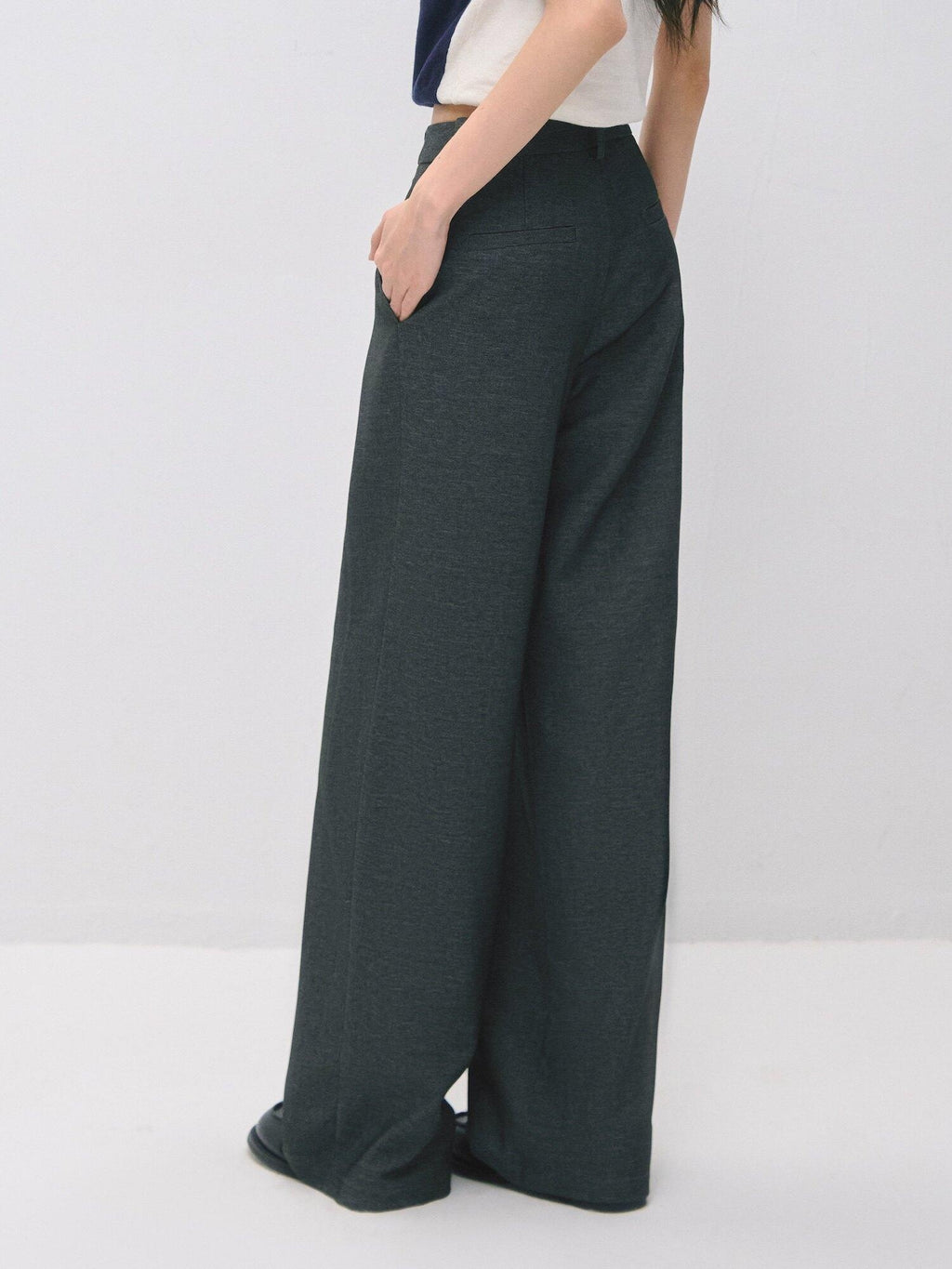 SOMESOWE Plaid Pockets Relaxed Natural Waist Elastic Women Polyester Blend Wide Leg Pants
