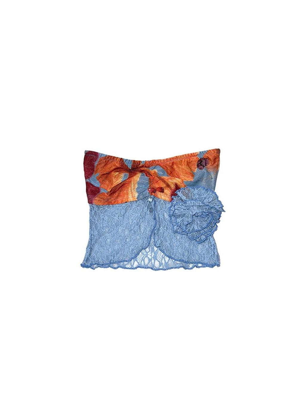 DeleteEx Stretch Cropped Resort Print Racerback No Padding Women Tube Tops