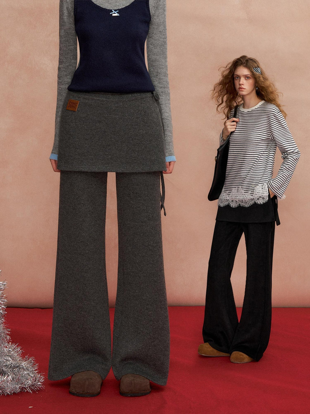 SOMESOWE Minimal Office Straight To Flare Silhouette Women Workwear Black Flared Pants