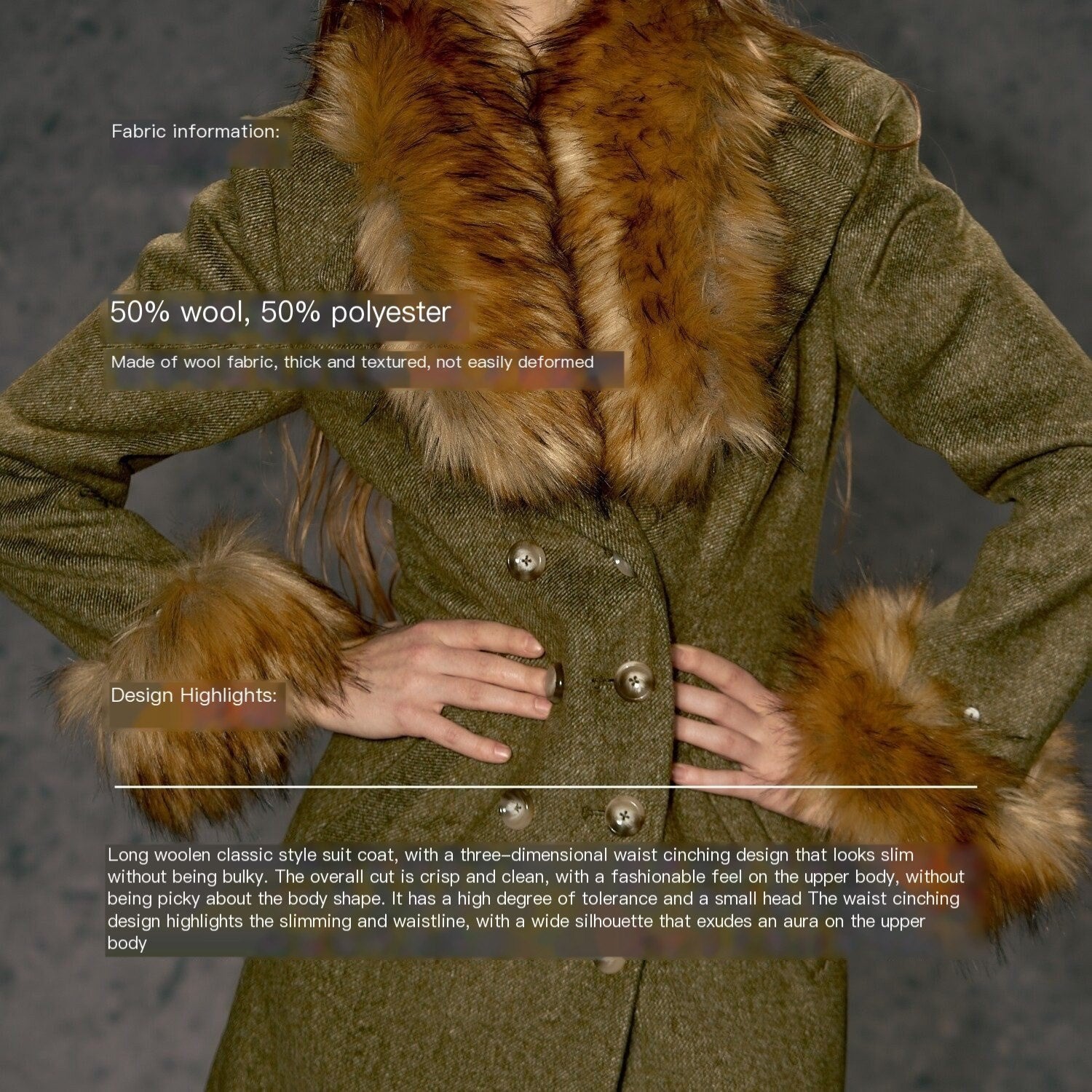 DeleteEx_Wool_Blend_Vintage_Commuter_Double_Breasted_Midlength_Yellow_Green_Wool_Coats_MISSTT