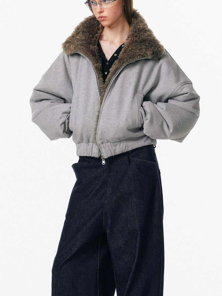 ALINNVSTUDIO Reversible Hooded Warm Cropped Commuter Fit Women Zipper Puffer Jackets