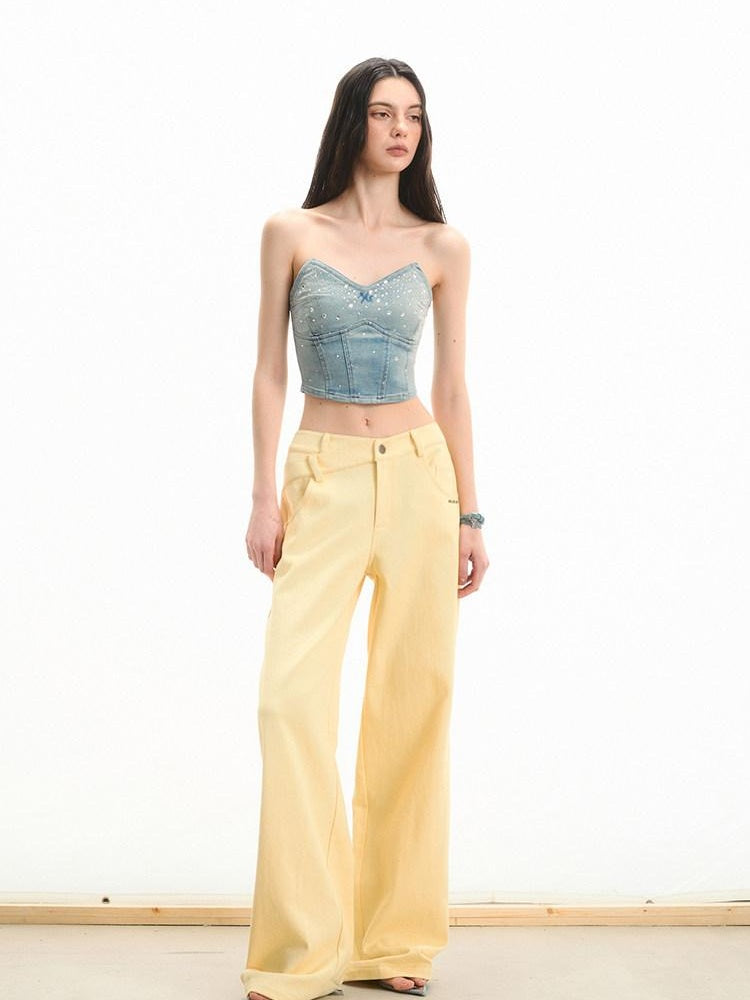 NAWSNOTAWEAR 100 Percent Cotton Minimalist Casual Natural Waist Loose Women Straight Pants
