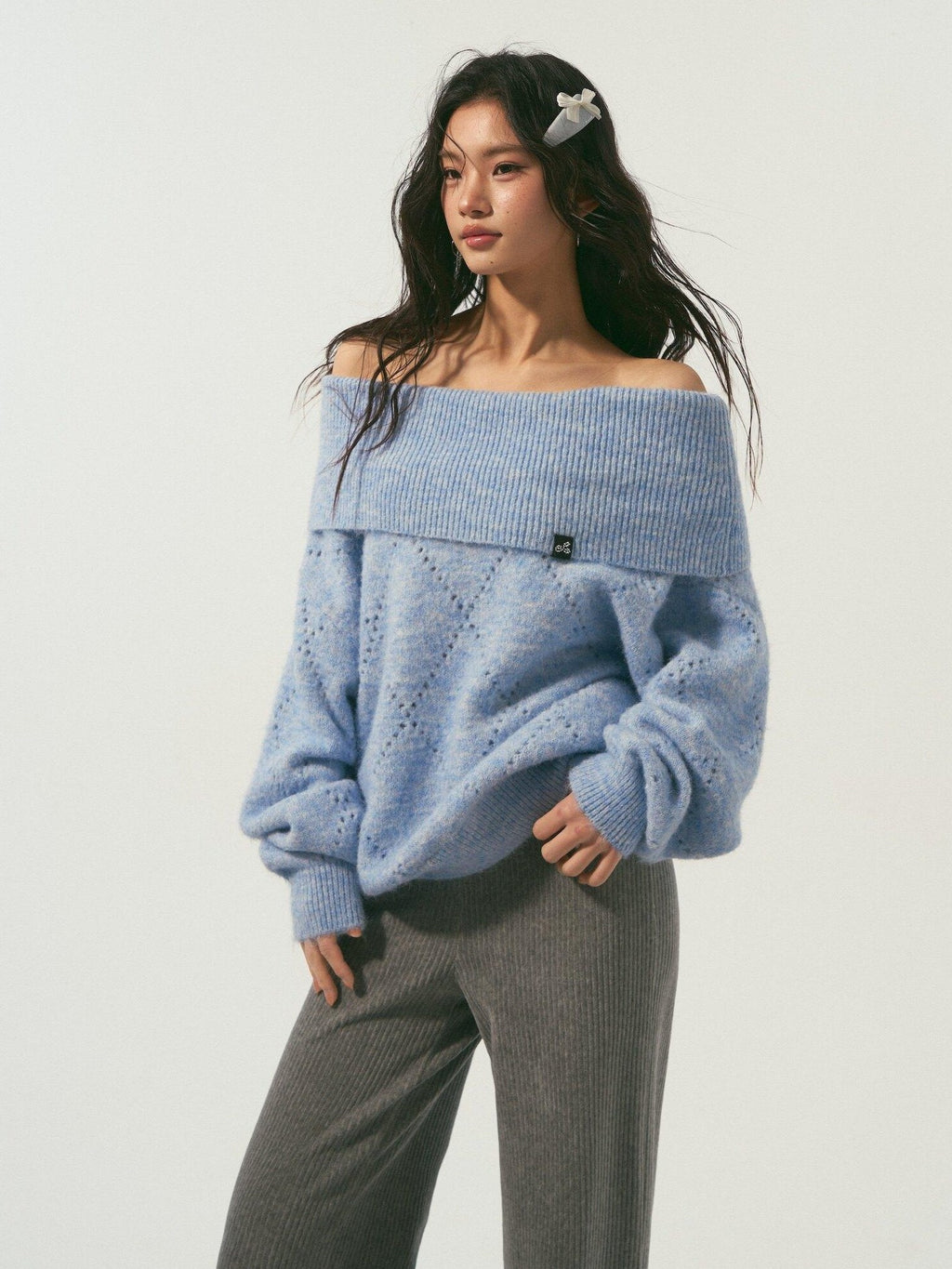 SOMESOWE Soft Polyester Wool Blend Casual Boat Neck Knit Women Sweaters