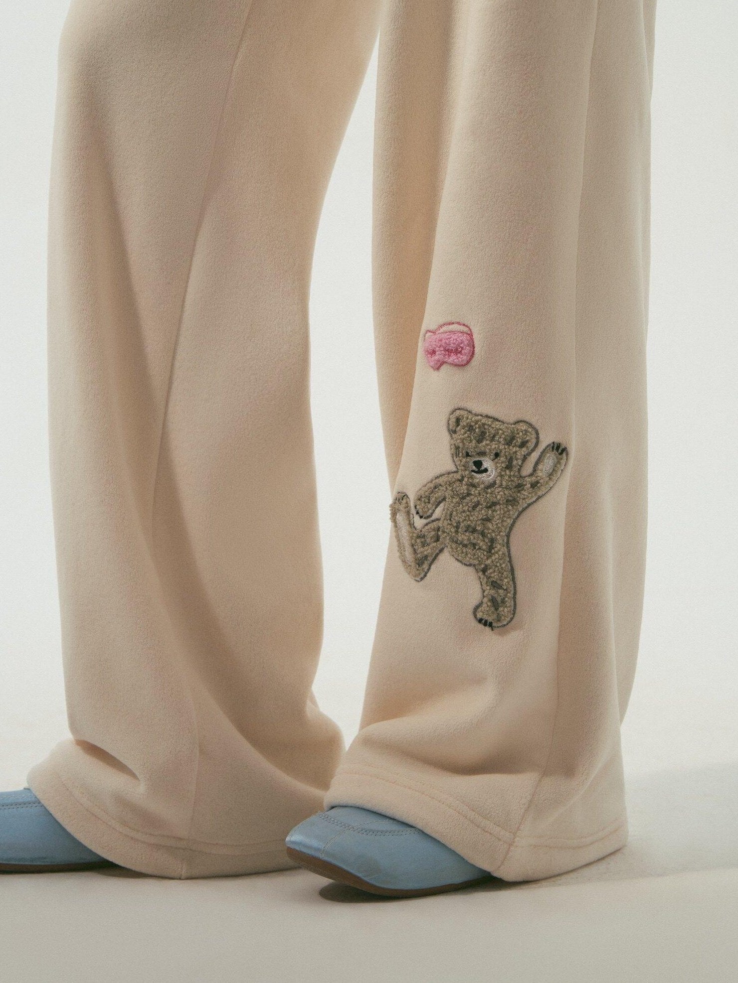 SOMESOWE Cozy Patchwork Loose Fit Casual Women Two Piece Set Goodnight Bear Sweatpants
